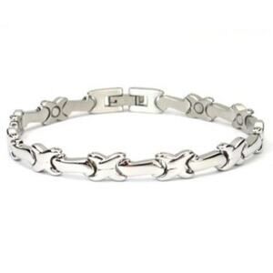 316L stainless‎ steel silver magnetic hypoallergenic bracelet 7.5. Inches